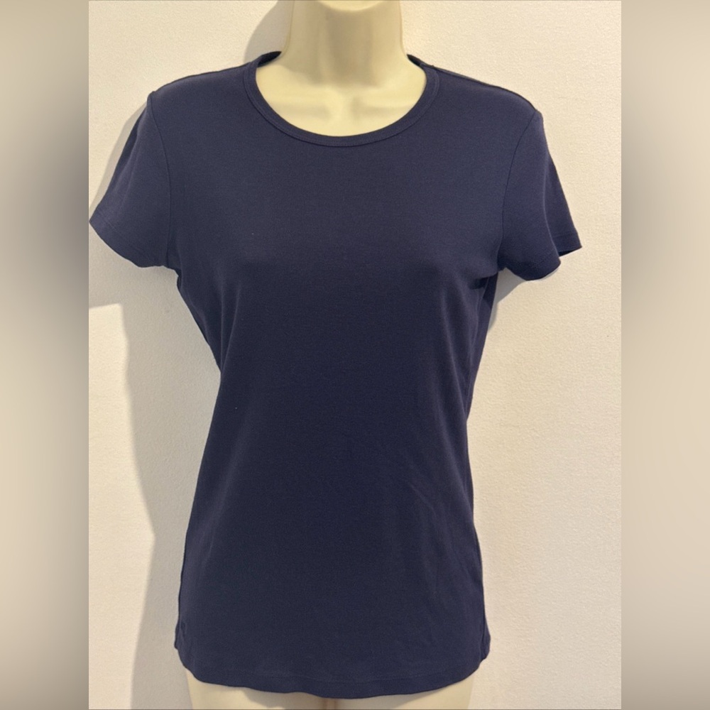 Lilly Pulitzer Etta Navy Blue Crew Neck Tee Pima Cotton Sz Small